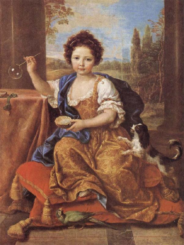 Pierre Mignard Girl Blowing Soap Bubbles Norge oil painting art
